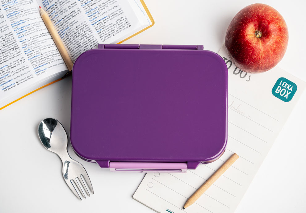 Kinder Brotdose ohne Logo auf dem Deckel - LEKKABOX Classic Lunchbox - ideal zum Personalisieren mit wasserfesten Aufklebern