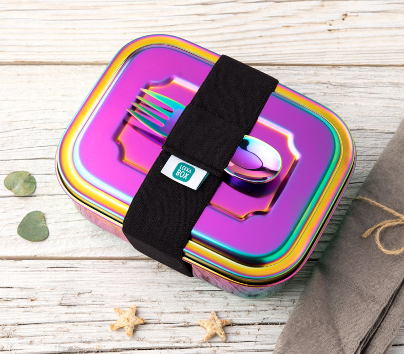 LEKKABOX Besteckhalter – Gummiband mit Besteckhalterung für Kinder Brotdose und Bentoboxen
