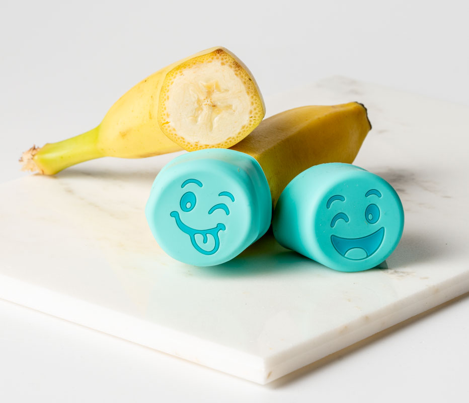 Fröhliches Smiley-Design anstatt brauner Schnittfläche - Silikondeckel zum Schutz für angeschnittene Bananen