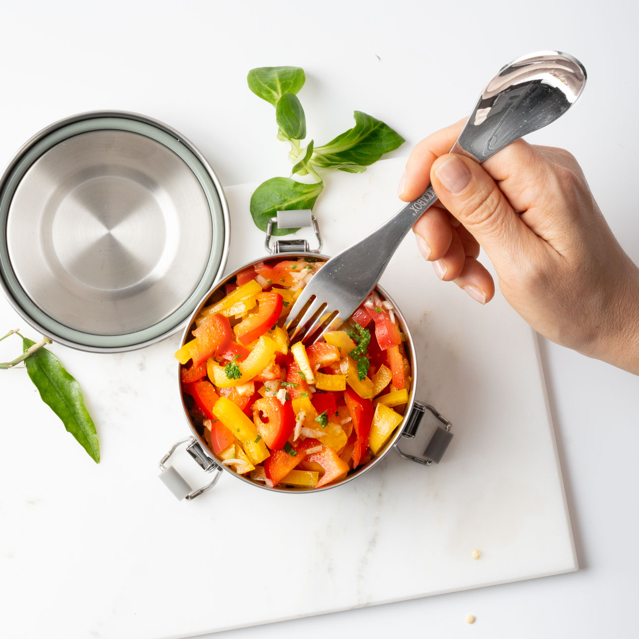 Löffel und Gabel in einem – praktisch für Meal Prep, Büro, Camping und To-Go.